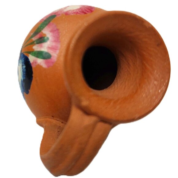 Vintage RARE Miniature Portugal Clay Jug Vase with Handpainted Floral Design - Picture 7 of 10